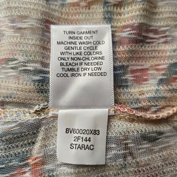 One World Womens 3X Semi-sheer Linen Blend Floral Tunic with Asymmetrical Hem - Picture 12 of 12